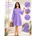 thumbnail image 5 of Cuteduck Women Plus Size Fall Casual Long Sleeve Dress Round Neck Tiered Knitted Flared Sleeve Midi Ruffle Dress 1X-5X, 5 of 9