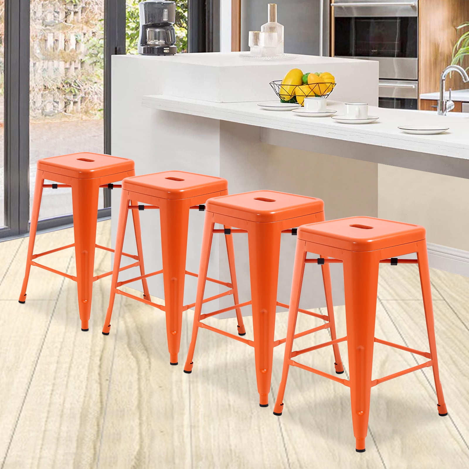 Orange kitchen stools discount