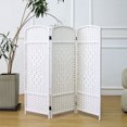 thumbnail image 4 of Furnnylane 3 Panel Rattan Divider Short Room Partition Screen,Double Sided Folding Divider for Room Separation,White,47.2" H x 47.2" W, 4 of 6