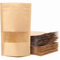 thumbnail image 1 of 100 Sacs en Papier Kraft avec Fenêtre, Pochettes Debout avec Fermeture Éclair, Utilisés pour, 1 of 5