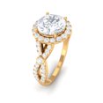 thumbnail image 4 of Moissanite Engagement Ring for Women, Halo Moissanite Criss Cross Ring in Gold (3 CT, D-VS1 Quality, 8 mm Round Cut Moissanite, Rosec Jewels), 10K Yellow Gold, US 5.25, 4 of 9