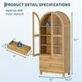 thumbnail image 5 of Litake 71" Tall Arched Bookshelf, Modern Bookcase with 2 Drawers, Glass Door and Adjustable Shelf, Wooden Display Cabinet, Versatile Bookshelf Kitchen Storage Pantry for Living Room, Bedroom- Natural, 5 of 8