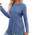 thumbnail image 5 of SEAOPEN Womens Sweaters Long Sleeved Tunic Tops for Women Loose Fit Dressy Crew Neck Pullover Basic Sweaters for Women Today Light Blue,L, 5 of 5