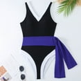 thumbnail image 2 of Bouanq One Piece Bathing Suit for Women Cute Modest Swimsuit Full Coverage Swimsuit High Cut Monokini Swimwear, 2 of 9