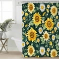 thumbnail image 4 of Shower Curtain Bathroom Set Retro Watercolor Sunflower Daisy Waterproof Fabric Shower Curtains with Grommets&Hooks Farmhouse Floral Seamless Privacy Bath Curtain for Bathtub 72x84in, 4 of 7