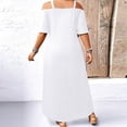 thumbnail image 5 of Fashion Beach Dresses for Womens Plus Size Summer Cold-Shoulder V-Neck Short Sleeve Solid Color Casual Maxi Dress, 5 of 5
