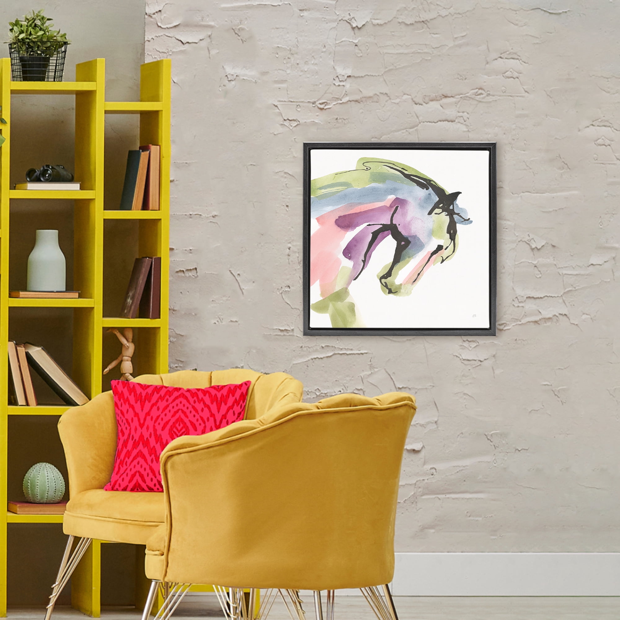 Stupell Industries Brushstroke Horse in Motion Black Framed Floater Canvas Wall Art, design by Chris Paschke
