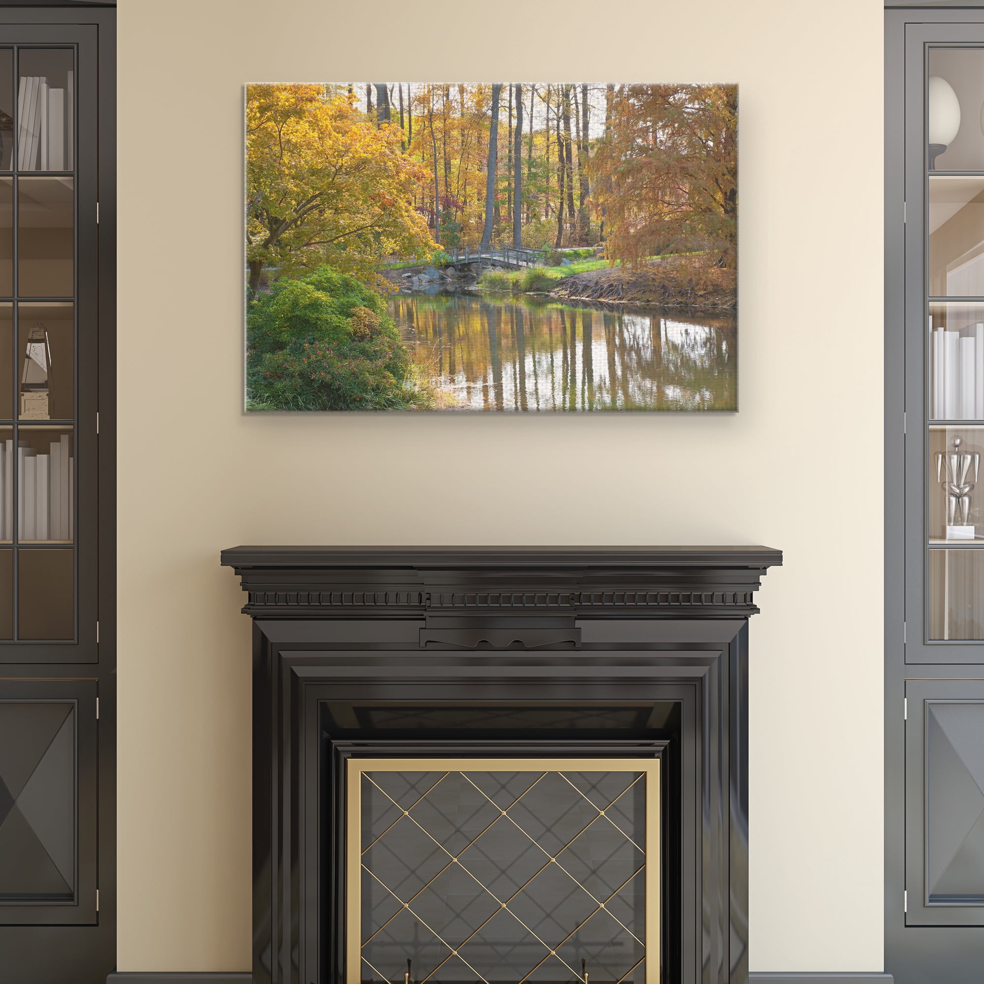 Masterpiece Art Gallery Bridge To Fall Autumn Forest By Robin Constable Hanson Canvas Art Print 24" x 36"