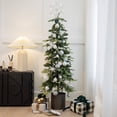 thumbnail image 2 of Barton Alpine Pencil Christmas Tree, Pre-Lit Slim Artificial Holiday Decoration, 4.6' Lighted Skinny With Pot Base, Warm White Lights, 2 of 6