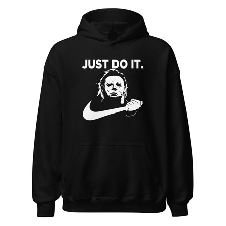 TopKoalaTee Mike Myers Hoodie Holding Marchetti Shaped Just Do It Ultra Soft Cotton Pullover in Black, X-Large
