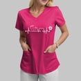 thumbnail image 4 of NIEWTR V Neck Pattern Print Scrub Tops Women Comfortable Durable Medical Uniform Blouses with 2-Pockets(Pink,3XL), 4 of 4