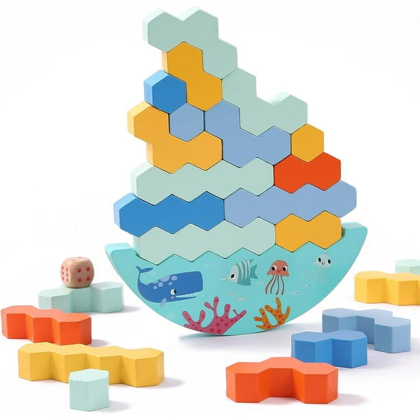 Tower Balancing Game Stacking Blocks Educational Toy Board Game Suitable for Kids and Adults