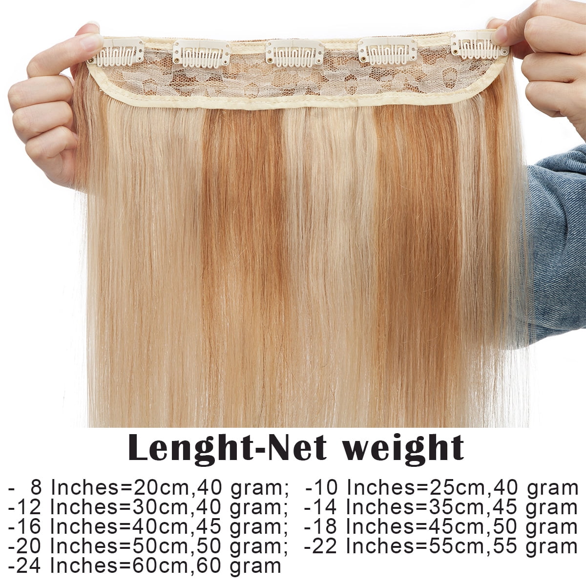 SEGO Clip in Hair Extensions Human Hair 3/4 Full Head 100% Real Remy Thick Hair Extensions Silky Straight Balayage Blonde Hair Pieces