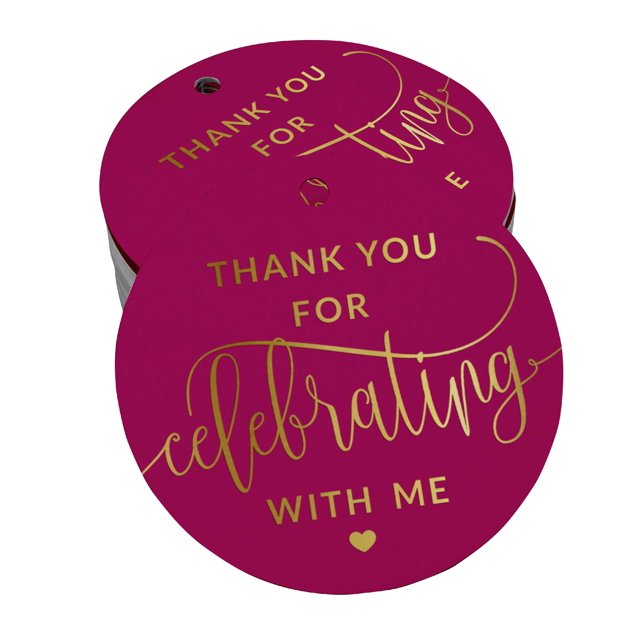 Inkdotpot Pack Of 100 Real Gold Foil Paper Tags Thank You For Celebrating With Me Birthday Favor Hang Tags