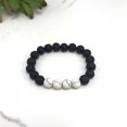 thumbnail image 2 of Natural Black Lava & Howlite 8mm Round Shape Smooth Cut Beads Stretchable Bracelet for Men & Women., 2 of 2