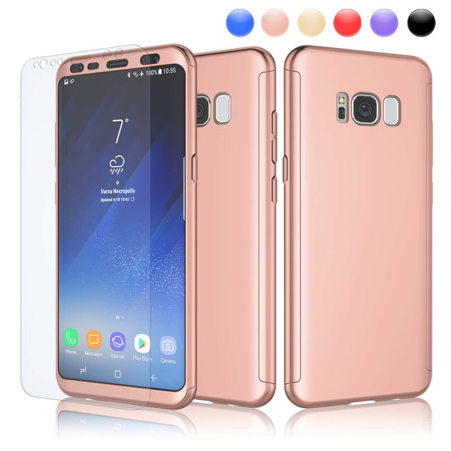 for Galaxy S10 / S10+ / S10e / S9 / S9+ / S8 / S8+ / S7 / S7 Edge / Note 9 / J4 / J6 Ultra Thin Premium Dual Layer Plastic Hard Case with Screen Protector Skin