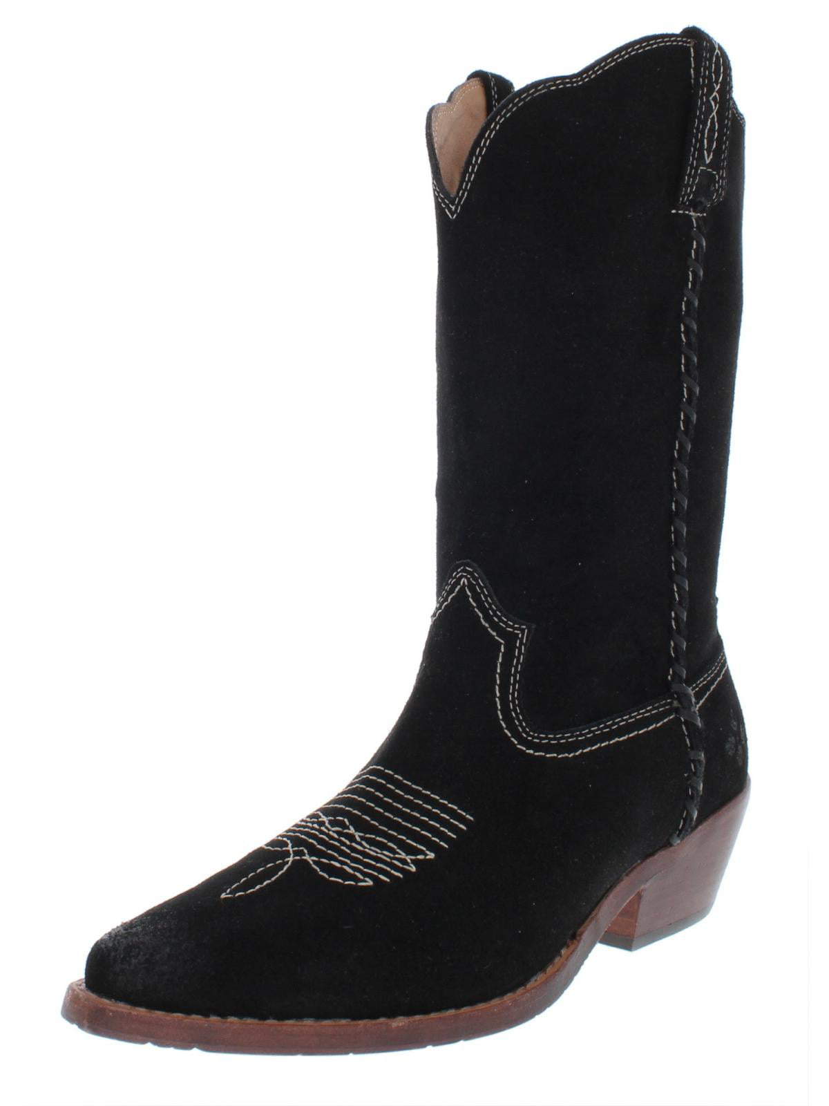 black suede cowboy boots