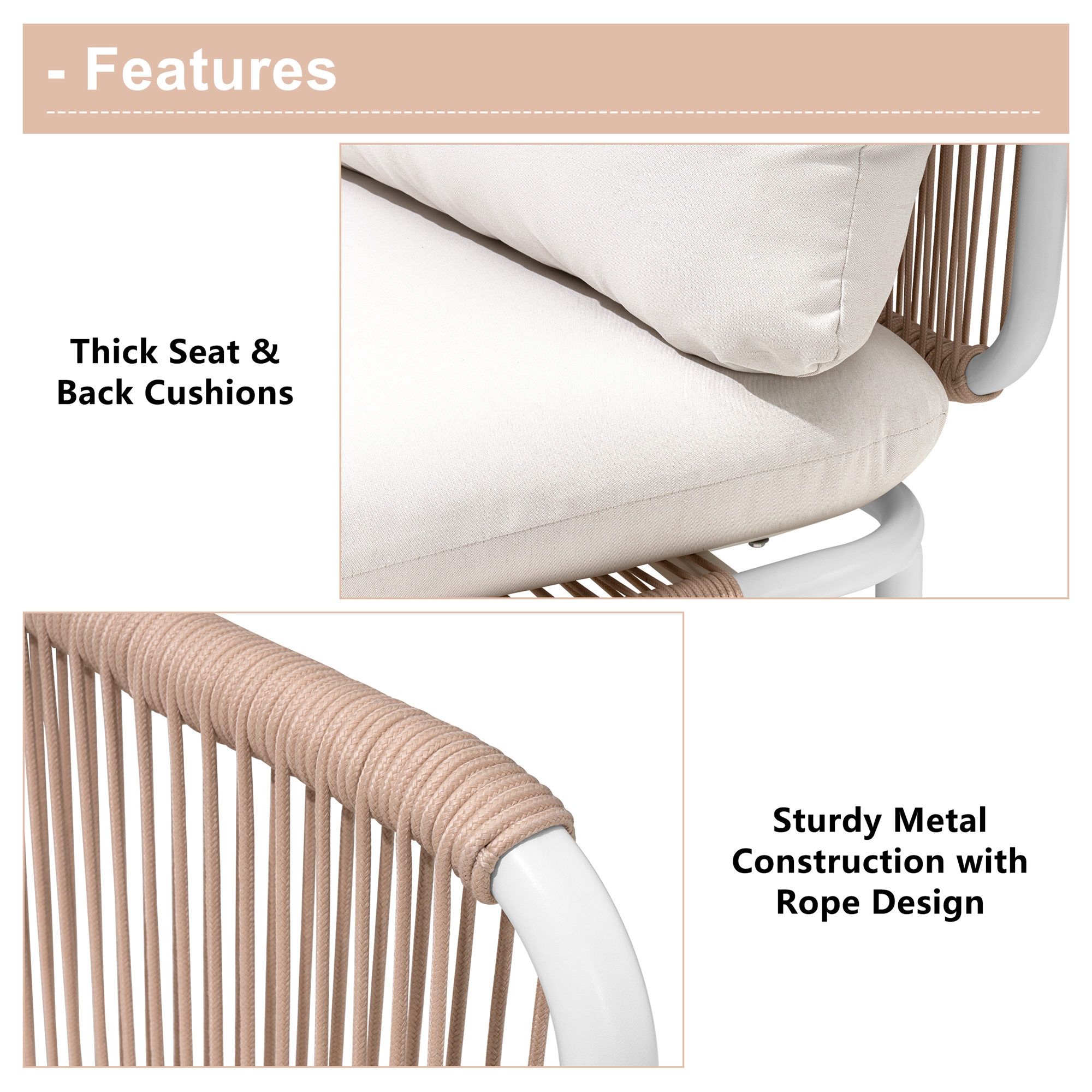 Pellebant 2 Pieces Outdoor Sofa Patio Furniture Set Conversation Set,White