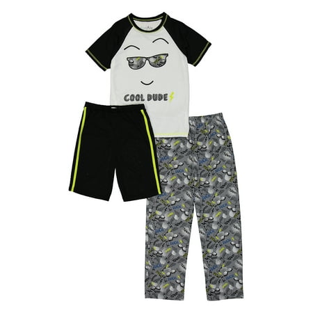 Bra Boy Short Set - Short Sleeve Top, Shorts & Pants Pajamas, 3-piece Set (Toddler Boys)