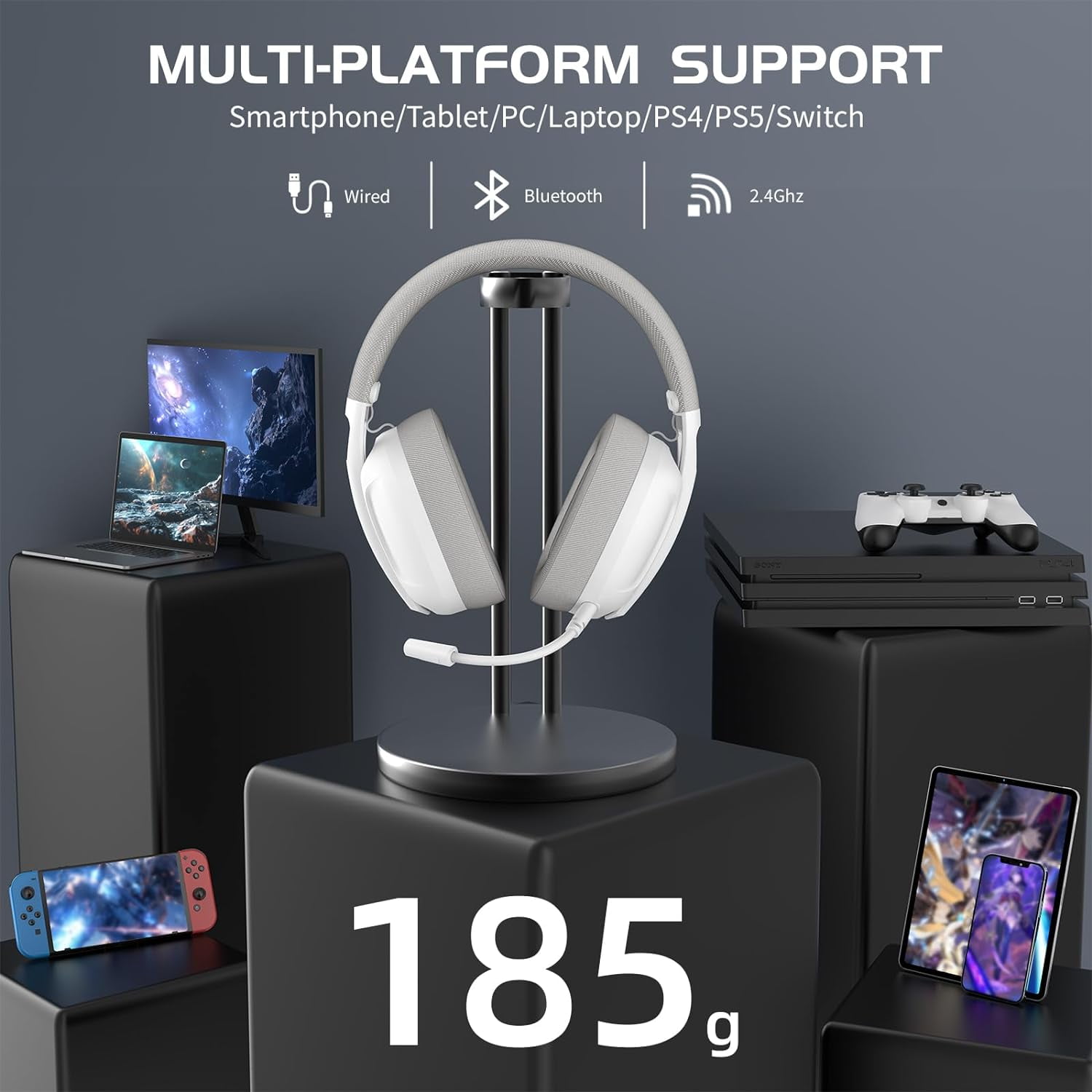 ATTACK SHARK L80 Ultra-Light Tri-Mode Gaming Headset Lightweight Wireless Gaming Headset for PC/PS4/PS5/Switch/Xbox