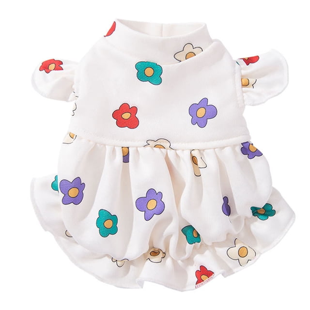 Robe pour Chien, Coton Polyester Manches Flottantes Douce Respirante Confortable Robe Florale pour Chiot Belle pour l'Été