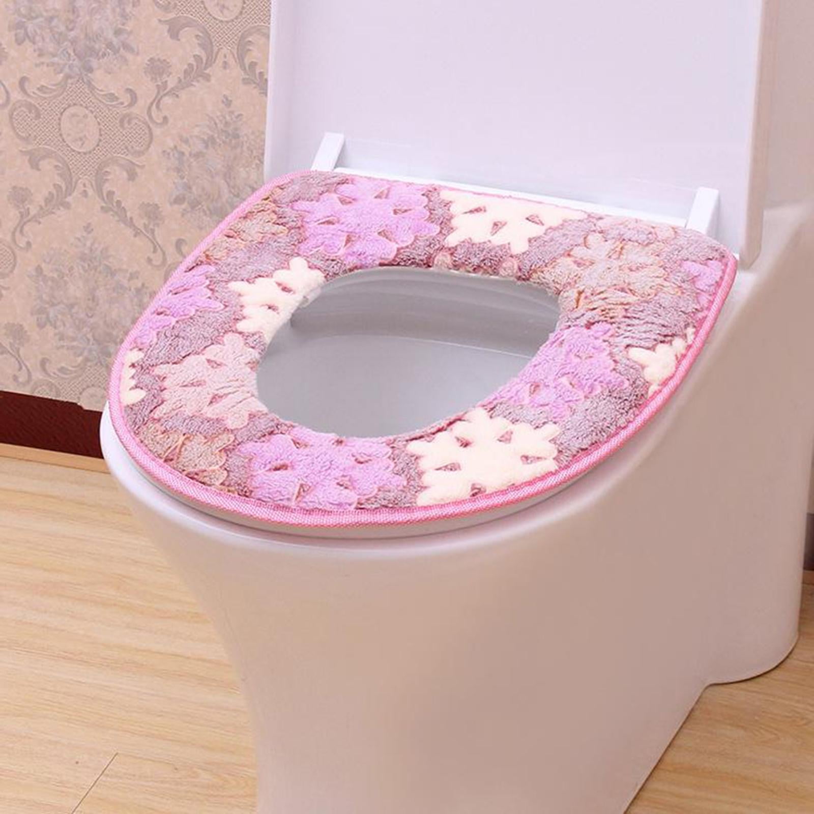 Toilet Seat Cover Washable Closestool Seat Pad Bathroom Cushion Snowflake Print 