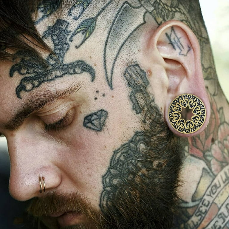 LADEMAYH Vintage Floral Design Ear Plugs Tunnels Gauges for