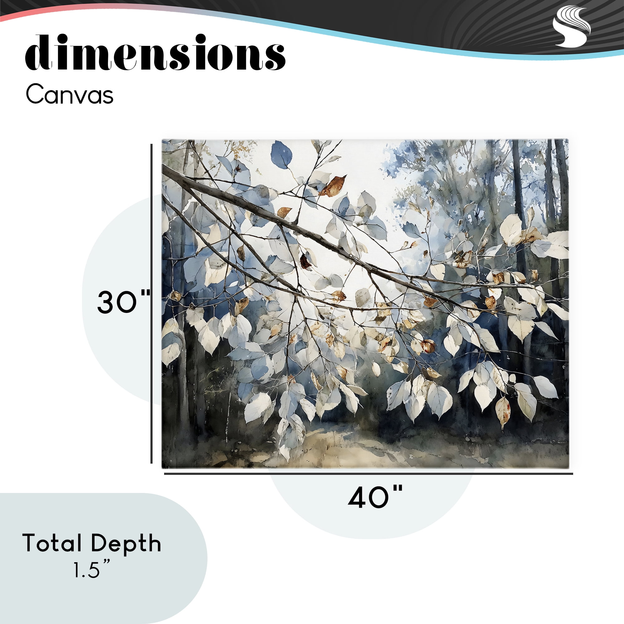Stupell Industries Blue Fall Branch Leaves Canvas Wall Art, design by Franklyn Gregory
