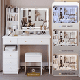 thumbnail image 4 of 41" Large Size Left Drawer Desktop Vanity Table+Cushioned Stool, Extra Large Touch Control LED Mirror,, 4 of 9