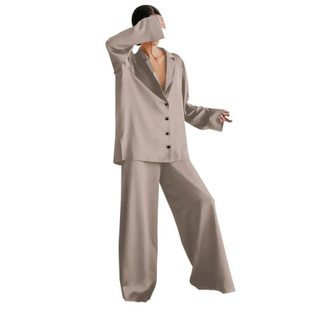 

Cathalem Women s Spring And Summer Thin Women s Home Imitation Silk Pajamas Women s Winter Foreign Trade Ice Silk Loose And Can Be Worn Outside GN1 L