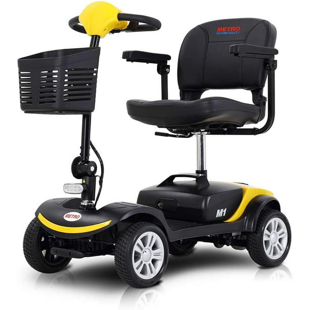 Compact Mobility Scooters for Senior,Heavy Duty Electric Scooters with 4 Motorized Scooter with Basket, Outdoor Scooter With Anti-Tip wheel, Yellow, SS790 -