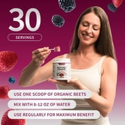 Snap Supplements Beet Root Nitric Oxide Powder - Blood Pressure & Cardio Health Support, Energy Boost, Original