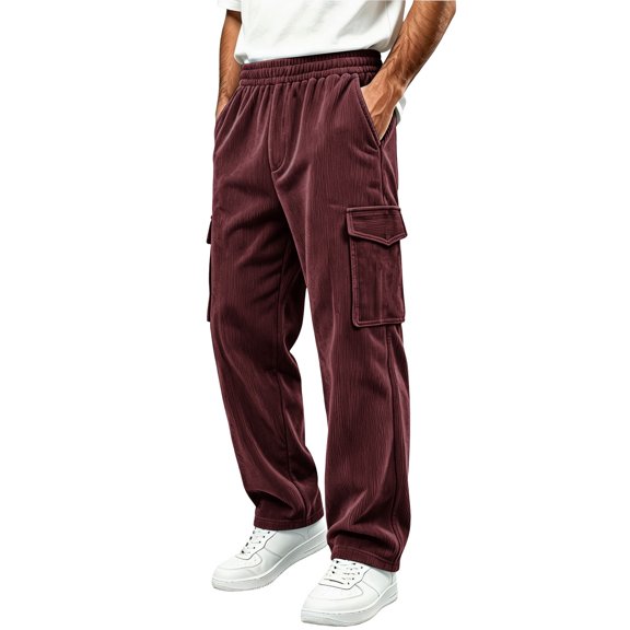 StSilkitty Baggy Pants for Men Elastic Waist Fishing Hiking Pants with Pockets Athletic Running Sweat Pants