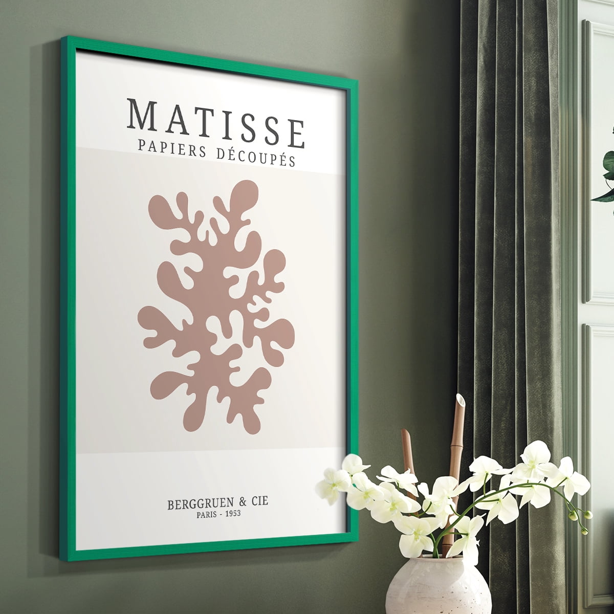 Matisse CDXXX in Green Solid Wood Framed Print No Nail Hanging