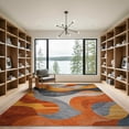 thumbnail image 2 of ODIKA 9'x12' Machine Washable Non-Slip Area Rug, Chic Abstract in Burnt Orange and Slate Grey Design High Traffic Rug, Burnt Orange Slate Grey, 104662, 2 of 7