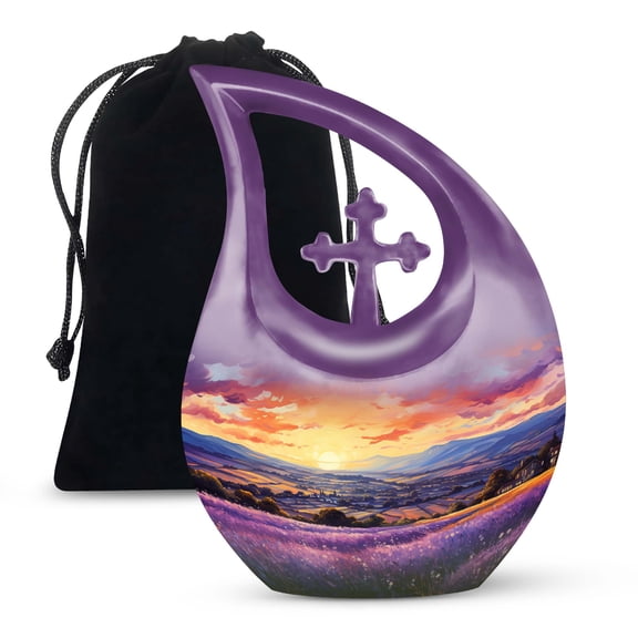 JAGSHASHI A Lavender Sunset Adult Urns For Men - Urns For Ashes Adult Female Mother - Cremation Urns Adults - Ash Urns For Humans Male - 10 Inch With Velvet Bag - Adult Urns Women - Decorative Urns