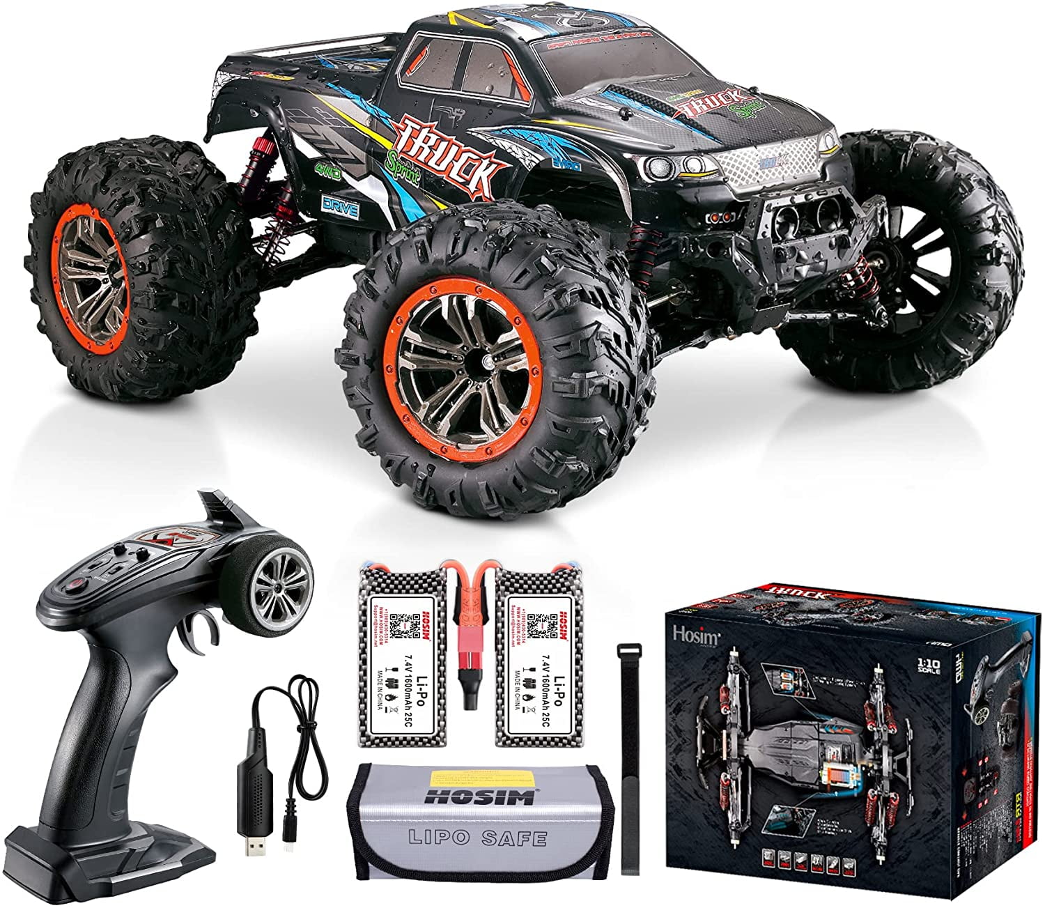 Hosim 1/10 Scale RC Car Monster Truck Remote Control Car 4WD 2.4Ghz