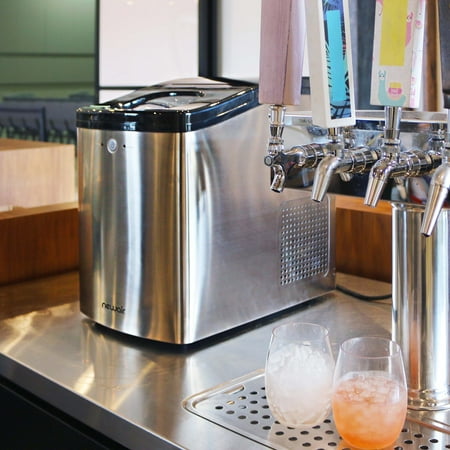 NewAir - 40 lb Portable Ice Maker with Nugget Ice Production - Stainless steel
