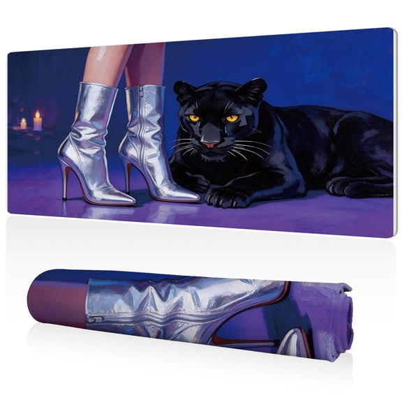 LIVEKEY Queen Majesty Panther Mouse Pad 80x40x0.3cm Extra Large Full Desk Coverage Non Slip Surface Durable Easy Clean Stitched Edges for Gaming and Office Use
