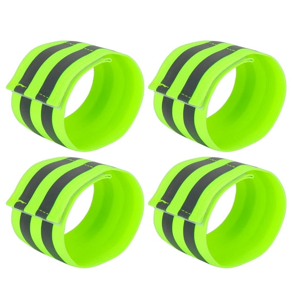 Unique Bargains 4 Pcs Green Reflective Bands for Wrist Reflective Wristbands High Visibility Cycling Riding Reflector Tape Straps