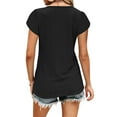 thumbnail image 3 of Liacowi Women's Summer T-Shirts Short Sleeve Lace V Neck Solid Color Loose Fit Tops, 3 of 5