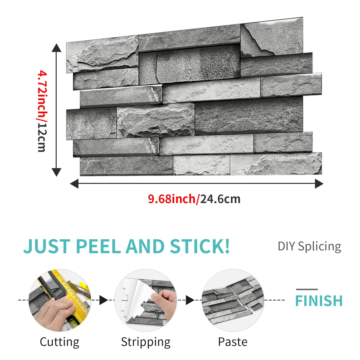 Peel and Stick Backsplash Wall Tiles,Self-Adhesive,Oil Proof,Waterproof, Removable Wall Panels for Kitchen & Bathroom,Modern Design, Easy Install (9.68x4.72 inch,48 Pack)