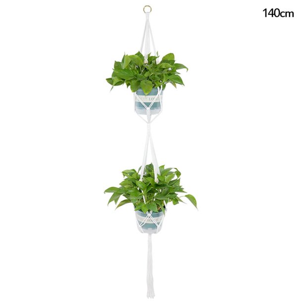 Cestas colgantes para plantas hechas a mano de macramé, soporte para macetas, decoración colgante para balcón, cuerda de elevación anudada, suministros para el jardín y el hogar Tan Jianjun unisex