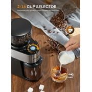 Electric Burr Coffee Grinder FOHERE, 200W Upgrade, 18 Precise Grind Settings, 2-14 Cup Adjustable, Only for Grind Coffee, Black