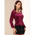thumbnail image 4 of INSPIRE CHIC Blouse en Velours à Col Carré et Manches Longues pour Femmes, 4 of 6