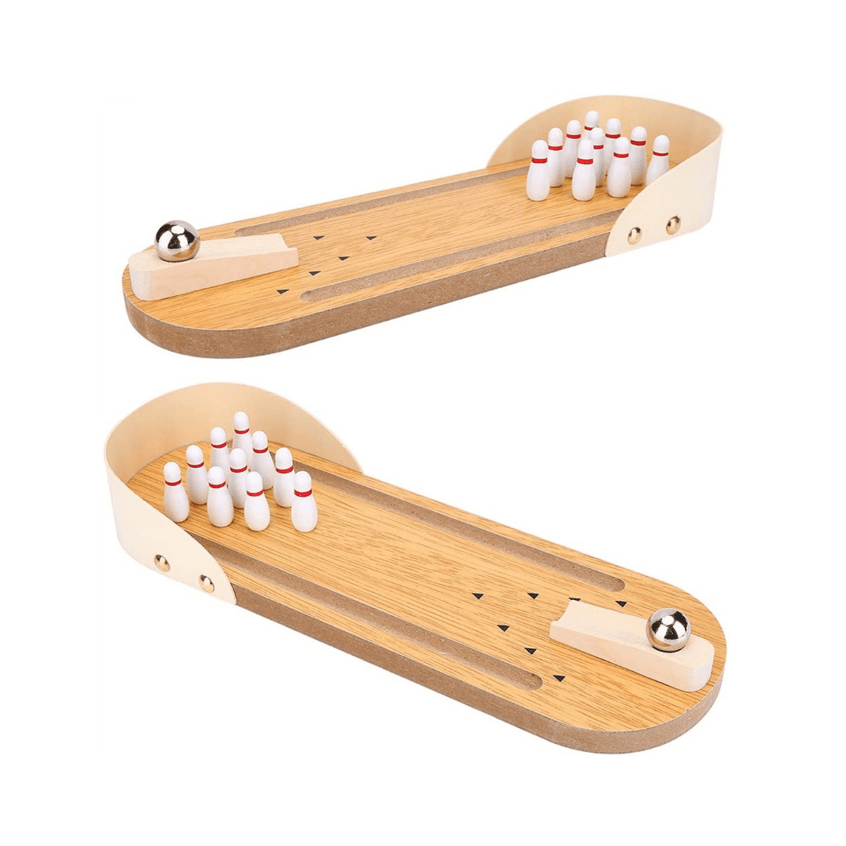 Happon 2 Desktop Bowling Toys, Mini Bowling Game Set, Brown Wooden Tabletop Bowling Game Home