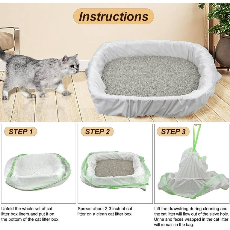 7PCS Cat Litter Box Liners Bags without Hole with Holes Durable with Drawstring Scratch Resistant Waste Walmart