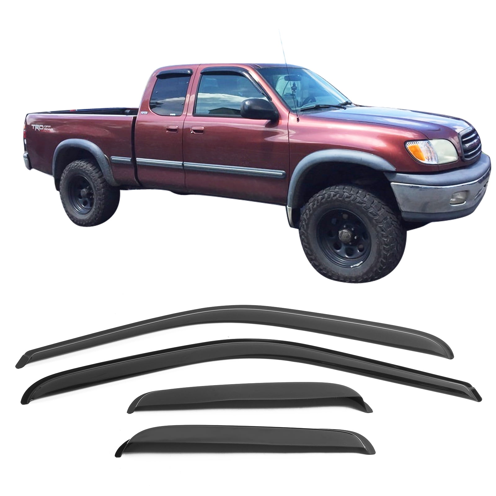 Ikon Motorsports Compatible with 00-06 Toyota Tundra Extended Cab Acrylic Window Visors Vent Deflector Rain Guard 4Pc Set Outside Mount 2000 2001 2002 2003 2004 2005 2006