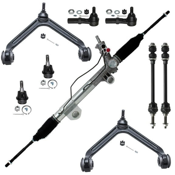 Detroit Axle - Front 9pc Suspension Kit for 4WD 2002-2005 Dodge Ram 1500, Rack and Pinion 2 Upper Control Arms w/Ball Joints 2 Lower Ball Joints 2 Sway Bars 2 Outer Tie Rods Replacement