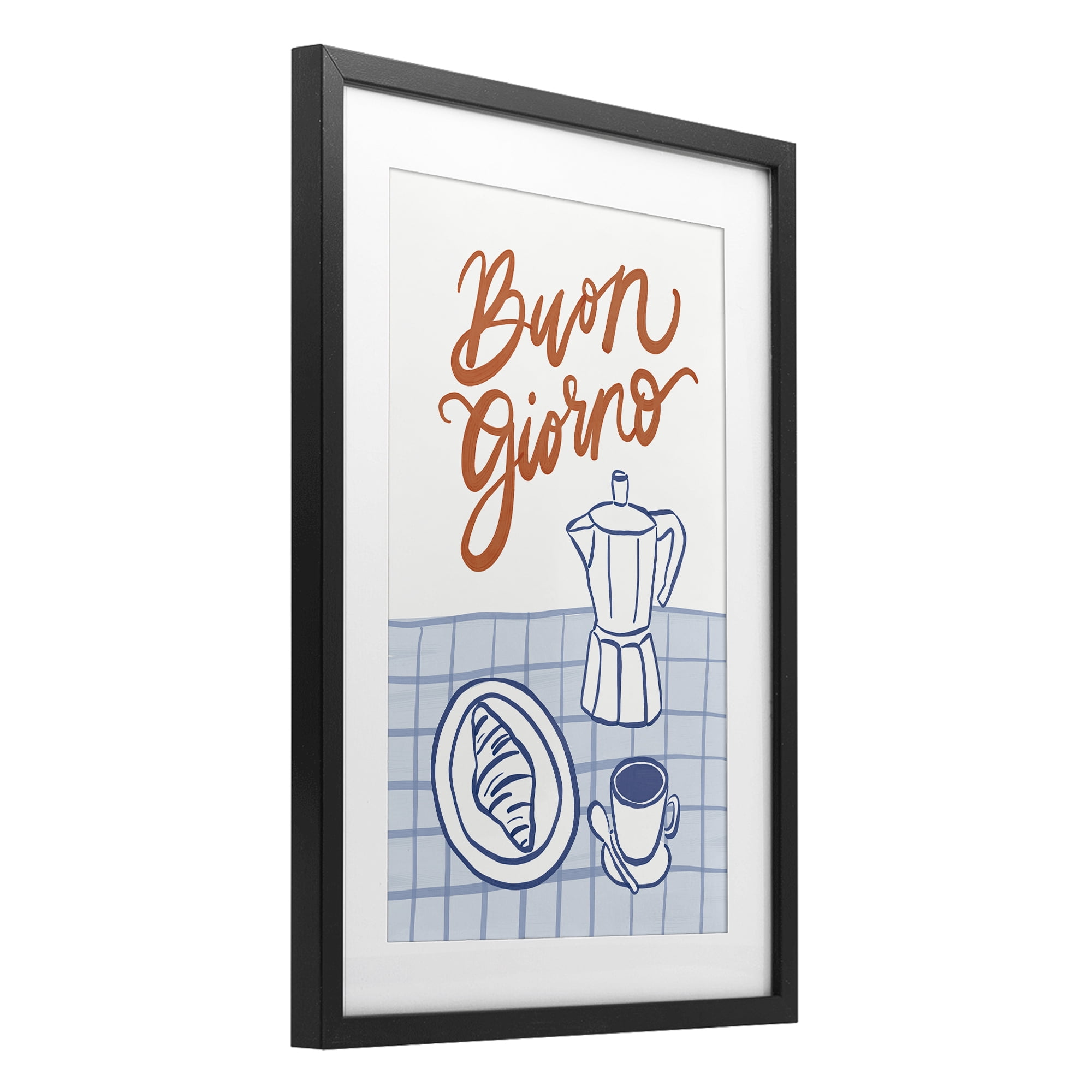 Stupell Industries Buon Giorno Breakfast Espresso Black Framed Print Under Glass, design by Amanda Houston